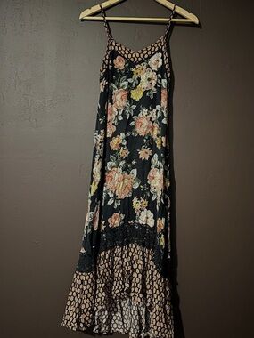 Floral Maxi Dress with Crochet Trim